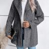 Long Wool Plaid Blazer for Women Fall Outfits Winter Trench Coat Long Sleeve Casual Dressy Lapel Jacket Peacoat