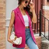 Women's Sleeveless Vest Blazer Fully Lined Spring Casual Open Front Work Office Tops Jacket Pockets