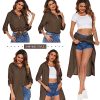 Women Boyfriend Shirts Button Down Long Sleeve Blouse Cuffed Sleeve Collared Shirt