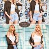 Women Boyfriend Shirts Button Down Long Sleeve Blouse Cuffed Sleeve Collared Shirt