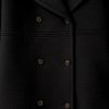 Women's Wool Blend Double Breasted Pea Coat Notched Lapel Mid Long Trench Overcoat with Pockets