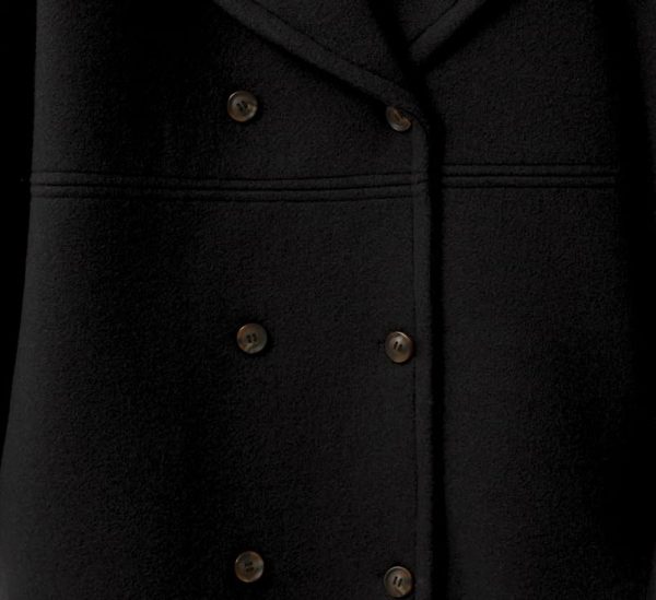 Women's Wool Blend Double Breasted Pea Coat Notched Lapel Mid Long Trench Overcoat with Pockets