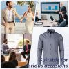 Men's Dress Shirt French Cuff Shirt for Men Slim Fit Stretch Spread Collar with Metal Cufflink