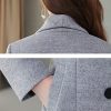 Womens Shawl Collar Long Wool Coats Fall Winter Double Breasted Trench Coat