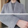 Womens Shawl Collar Long Wool Coats Fall Winter Double Breasted Trench Coat
