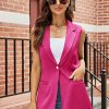 Women's Sleeveless Vest Blazer Fully Lined Spring Casual Open Front Work Office Tops Jacket Pockets