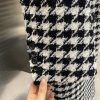 Women's Houndstooth Trench Coat Notch Lapel Double Breasted Quilted Lined Long Jacket Overcoat Pea Coat