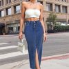 Women's Long Denim Skirt – Stretch Jean Skirt for Office and Casual Wear