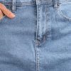 Jean Skirts for Women Denim Trendy Summer Casual Stretchy High Waisted Midi Below Knee Pencil Skirt with Slit