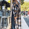 Women's Flannel Plaid Shacket Fall Oversized Long Button Down Shirt Jacket Shackets