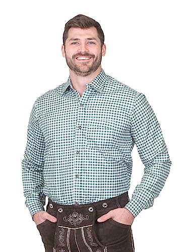 German Green Lederhosen Button Down Longsleeve/Shortsleeve Shirt