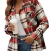 Womens Casual Flannel Plaid Shirts Shacket Jacket Oversized Fall Coat Long Sleeve Shirts Button Down Blouse Tops Outfits