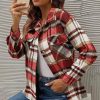 Womens Casual Flannel Plaid Shirts Shacket Jacket Oversized Fall Coat Long Sleeve Shirts Button Down Blouse Tops Outfits