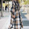 Women's Flannel Plaid Shacket Fall Oversized Long Button Down Shirt Jacket Shackets