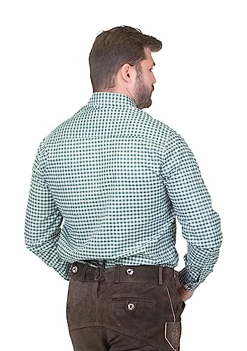 German Green Lederhosen Button Down Longsleeve/Shortsleeve Shirt