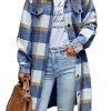 Womens Plaid Shacket Jacket Fall Fashion 2025 Long Sleeve Button Up Flannel Shirt Winter Clothing Woolen Coats