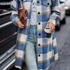 Womens Plaid Shacket Jacket Fall Fashion 2025 Long Sleeve Button Up Flannel Shirt Winter Clothing Woolen Coats