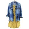 Womens Denim Ripped Distressed Button Down Mid Long Casual Jean Jackets