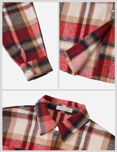 Womens Casual Flannel Plaid Shirts Shacket Jacket Oversized Fall Coat Long Sleeve Shirts Button Down Blouse Tops Outfits