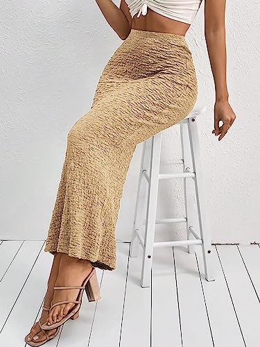 Women's High Waisted Flowy Long Pencil Skirts Ribbed Knit Bodycon Maxi Skirt Summer Trendy 2025