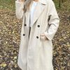 Women's Notched Collar Wool Blend Pea Coat Winter Double Breasted Trench Coat Long Oversized Button Down Overcoats