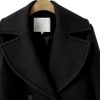 Women's Wool Blend Double Breasted Pea Coat Notched Lapel Mid Long Trench Overcoat with Pockets