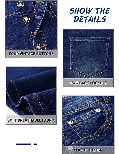 Womens Long Denim Skirt Casual A-Line Stretch Jean Skirt for Women High Waisted Vintage Denim Maxi Skirt with Pockets Blue