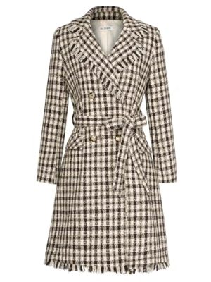 Trench Coat for Women 2024 Winter Coat Notch Lapel Double Breasted Thick A Line Pea Coat Jacket with Pockets