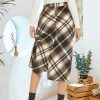 Womens Flannel Plaid Straight Vintage A Line Midi Length Long Pencil Skirt