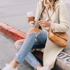 Women's Winter Wool Coat Mid-Long Notch Lapel Single Breasted Peacoat Casual Trench Coats Outwear
