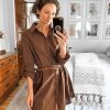 Women Boyfriend Shirts Button Down Long Sleeve Blouse Cuffed Sleeve Collared Shirt