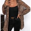Women's Leopard Cheetah Sheer Mesh Button Down Shirt Long Sleeve Drop Shoulder Blouse Top
