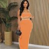 2 Piece Outfits for Women Summer Tube Crop Tops Sexy Bodycon Dresses Maxi Skirt Sets Vacation Jumpsuits Club Outfits