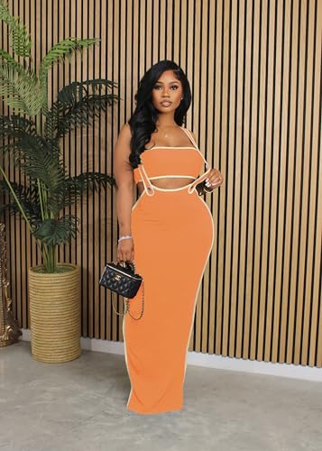 2 Piece Outfits for Women Summer Tube Crop Tops Sexy Bodycon Dresses Maxi Skirt Sets Vacation Jumpsuits Club Outfits