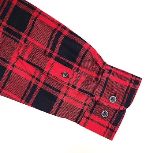 Men's Button Down Regular Fit Long Sleeve Plaid Flannel Casual Shirts - Multi Packs