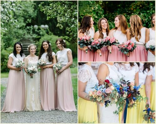 Long Maxi Floor Lengh Chiffon Skirt Elastic High Waist Bridesmaid Skirt
