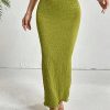 Solid Lettuce Trim Pencil Skirt - High Waist, Long Length, Regular Fit, Green (Color : Green, Size : Large)