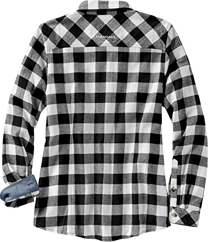 Women's Long Sleeve Plaid Flannel Button Up Shirt 100% Cotton