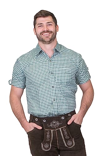 German Green Lederhosen Button Down Longsleeve/Shortsleeve Shirt