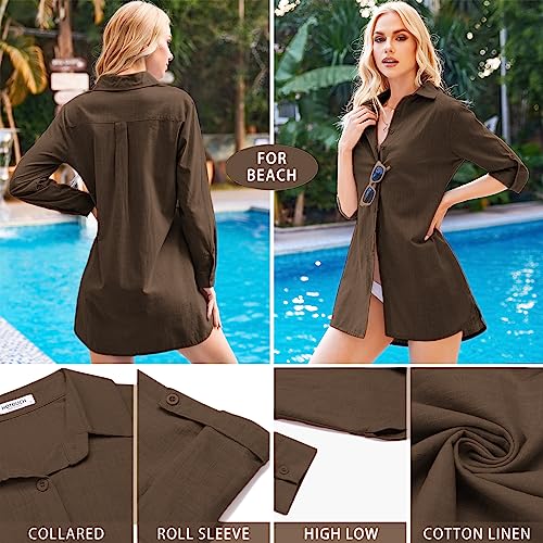 Women Boyfriend Shirts Button Down Long Sleeve Blouse Cuffed Sleeve Collared Shirt