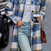 Womens Plaid Shacket Jacket Fall Fashion 2025 Long Sleeve Button Up Flannel Shirt Winter Clothing Woolen Coats