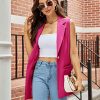 Women's Sleeveless Vest Blazer Fully Lined Spring Casual Open Front Work Office Tops Jacket Pockets