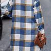 Womens Plaid Shacket Jacket Fall Fashion 2025 Long Sleeve Button Up Flannel Shirt Winter Clothing Woolen Coats