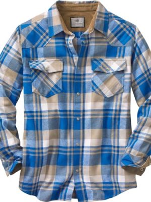 Men's Western Flannel Shirt Button Up Brushed Cotton