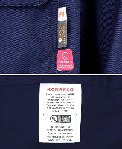 FR Shirts for Men Fire Resistant Button Down Work Shirt 100% Cotton 6.5oz Lightweight Welding Shirts