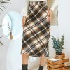Womens Flannel Plaid Straight Vintage A Line Midi Length Long Pencil Skirt