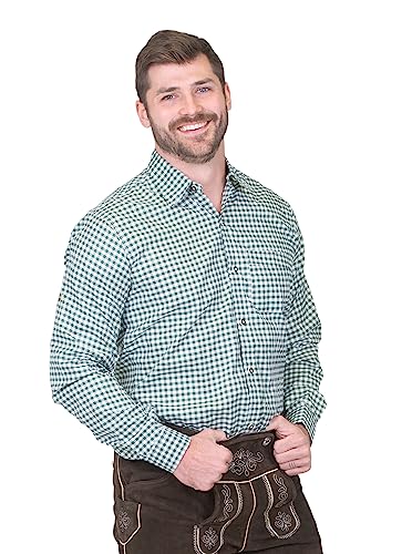 German Green Lederhosen Button Down Longsleeve/Shortsleeve Shirt
