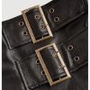 Women's PU Leather Mini Skirt Buckle Bodycon Skirts Skort Clubwear