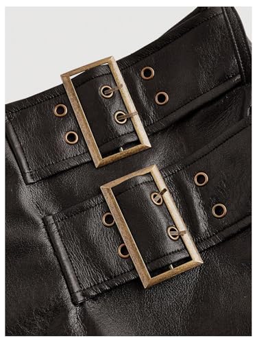 Women's PU Leather Mini Skirt Buckle Bodycon Skirts Skort Clubwear