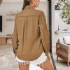 Jean Shirts for Women Denim Button Down Long Sleeve Western Blouse Chambray Casual Collared Denim Tops Camel S